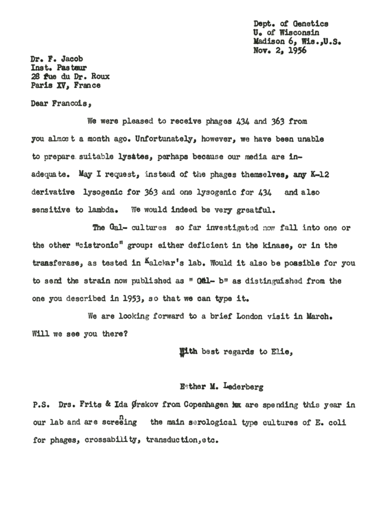 d0109 EML to FJacob (phages 363+434, Kalckar, Orskovs) 11-2-56 58